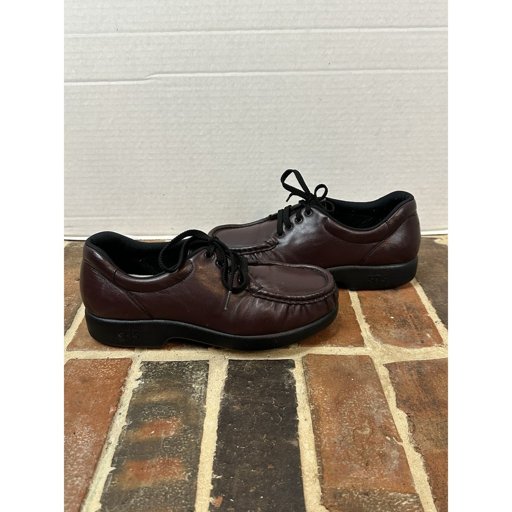SAS Take Time Shoes Womens 7 M Burgundy Leather Walking Comfort Loafers Moc Toe